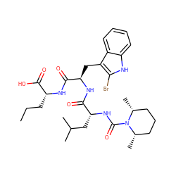 CCC[C@@H](NC(=O)[C@@H](Cc1c(Br)[nH]c2ccccc12)NC(=O)[C@@H](CC(C)C)NC(=O)N1[C@@H](C)CCC[C@H]1C)C(=O)O ZINC000026386427