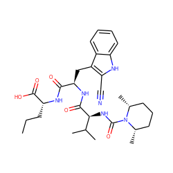 CCC[C@@H](NC(=O)[C@@H](Cc1c(C#N)[nH]c2ccccc12)NC(=O)[C@@H](NC(=O)N1[C@@H](C)CCC[C@H]1C)C(C)C)C(=O)O ZINC000014286523