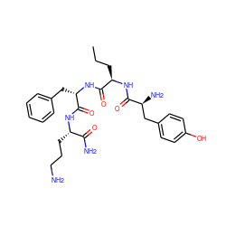 CCC[C@@H](NC(=O)[C@@H](N)Cc1ccc(O)cc1)C(=O)N[C@@H](Cc1ccccc1)C(=O)N[C@@H](CCCN)C(N)=O ZINC000027757507