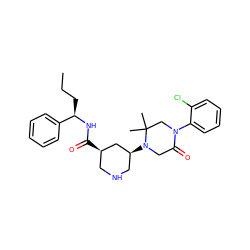 CCC[C@@H](NC(=O)[C@@H]1CNC[C@H](N2CC(=O)N(c3ccccc3Cl)CC2(C)C)C1)c1ccccc1 ZINC000095562479