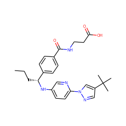 CCC[C@@H](Nc1ccc(-n2cc(C(C)(C)C)cn2)nc1)c1ccc(C(=O)NCCC(=O)O)cc1 ZINC000145429990