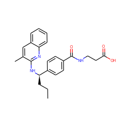 CCC[C@@H](Nc1nc2ccccc2cc1C)c1ccc(C(=O)NCCC(=O)O)cc1 ZINC000146533515