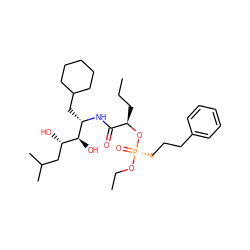 CCC[C@@H](O[P@@](=O)(CCCc1ccccc1)OCC)C(=O)N[C@@H](CC1CCCCC1)[C@@H](O)[C@@H](O)CC(C)C ZINC000027553591