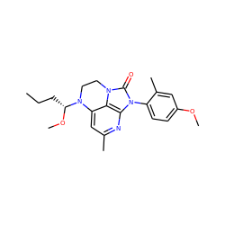 CCC[C@@H](OC)N1CCn2c(=O)n(-c3ccc(OC)cc3C)c3nc(C)cc1c32 ZINC000028468503