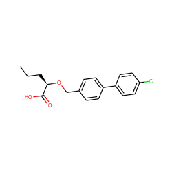 CCC[C@@H](OCc1ccc(-c2ccc(Cl)cc2)cc1)C(=O)O ZINC000013671681