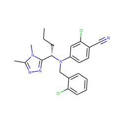 CCC[C@@H](c1nnc(C)n1C)N(Cc1ccccc1Cl)c1ccc(C#N)c(Cl)c1 ZINC000043013825