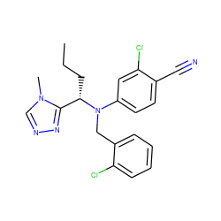 CCC[C@@H](c1nncn1C)N(Cc1ccccc1Cl)c1ccc(C#N)c(Cl)c1 ZINC000043121334