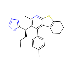 CCC[C@@H](c1nnn[nH]1)c1c(C)nc2sc3c(c2c1-c1ccc(C)cc1)CCCC3 ZINC000113190224