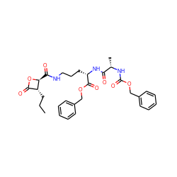 CCC[C@@H]1C(=O)O[C@H]1C(=O)NCCC[C@H](NC(=O)[C@H](C)NC(=O)OCc1ccccc1)C(=O)OCc1ccccc1 ZINC000043177864