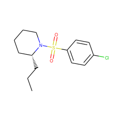 CCC[C@@H]1CCCCN1S(=O)(=O)c1ccc(Cl)cc1 ZINC000049069566