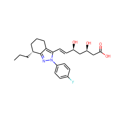 CCC[C@@H]1CCCc2c1nn(-c1ccc(F)cc1)c2/C=C/[C@@H](O)C[C@@H](O)CC(=O)O ZINC000013833986