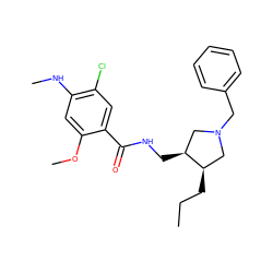 CCC[C@@H]1CN(Cc2ccccc2)C[C@@H]1CNC(=O)c1cc(Cl)c(NC)cc1OC ZINC000027986076