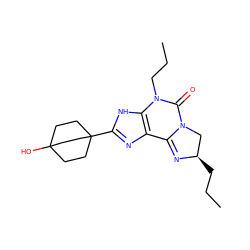 CCC[C@@H]1CN2C(=O)N(CCC)c3[nH]c(C45CCC(O)(CC4)CC5)nc3C2=N1 ZINC000036273987