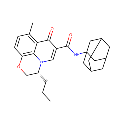 CCC[C@@H]1COc2ccc(C)c3c(=O)c(C(=O)NC45CC6CC(CC(C6)C4)C5)cn1c23 ZINC000095552102