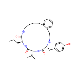 CCC[C@@H]1NC(=O)[C@@H](C(C)C)NC(=O)[C@@H](Cc2ccc(O)cc2)NCCc2ccccc2CCCCNC1=O ZINC000036160659