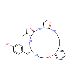 CCC[C@@H]1NC(=O)[C@@H](C(C)C)NC[C@@H](Cc2ccc(O)cc2)NCCOc2ccccc2CCCNC1=O ZINC000036160704