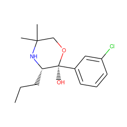 CCC[C@@H]1NC(C)(C)CO[C@@]1(O)c1cccc(Cl)c1 ZINC000053314563