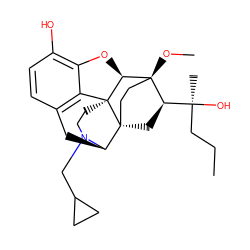 CCC[C@](C)(O)[C@H]1C[C@@]23CC[C@]1(OC)[C@@H]1Oc4c(O)ccc5c4[C@@]12CCN(CC1CC1)[C@@H]3C5 ZINC000095588148