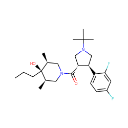 CCC[C@]1(O)[C@@H](C)CN(C(=O)[C@@H]2CN(C(C)(C)C)C[C@H]2c2ccc(F)cc2F)C[C@H]1C ZINC000101338024