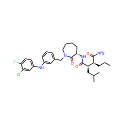 CCC[C@H](C(N)=O)[C@@H](CC(C)C)C(=O)N[C@H]1CCCCN(Cc2cccc(Nc3ccc(F)c(Cl)c3)c2)C1=O ZINC000038143377