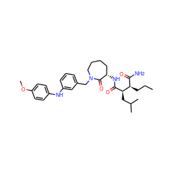 CCC[C@H](C(N)=O)[C@@H](CC(C)C)C(=O)N[C@H]1CCCCN(Cc2cccc(Nc3ccc(OC)cc3)c2)C1=O ZINC000038143376