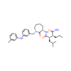 CCC[C@H](C(N)=O)[C@@H](CC(C)C)C(=O)N[C@H]1CCCCN(Cc2cccc(Nc3cccc(C)c3)c2)C1=O ZINC000038143380