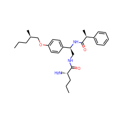 CCC[C@H](N)C(=O)NC[C@H](NC(=O)[C@@H](C)c1ccccc1)c1ccc(OC[C@H](C)CCC)cc1 ZINC000145134044