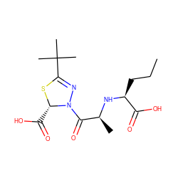 CCC[C@H](N[C@@H](C)C(=O)N1N=C(C(C)(C)C)S[C@H]1C(=O)O)C(=O)O ZINC000027520059