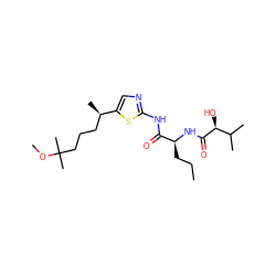 CCC[C@H](NC(=O)[C@@H](O)C(C)C)C(=O)Nc1ncc([C@H](C)CCCC(C)(C)OC)s1 ZINC000028827352