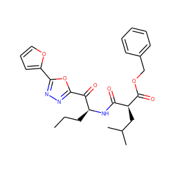 CCC[C@H](NC(=O)[C@H](CC(C)C)C(=O)OCc1ccccc1)C(=O)c1nnc(-c2ccco2)o1 ZINC000040564801