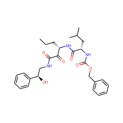 CCC[C@H](NC(=O)[C@H](CC(C)C)NC(=O)OCc1ccccc1)C(=O)C(=O)NC[C@@H](O)c1ccccc1 ZINC000013759583