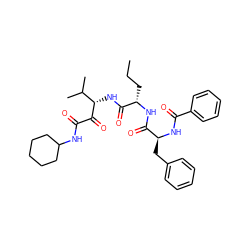 CCC[C@H](NC(=O)[C@H](Cc1ccccc1)NC(=O)c1ccccc1)C(=O)N[C@H](C(=O)C(=O)NC1CCCCC1)C(C)C ZINC000204199521