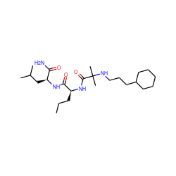 CCC[C@H](NC(=O)C(C)(C)NCCCC1CCCCC1)C(=O)N[C@@H](CC(C)C)C(N)=O ZINC000003952035