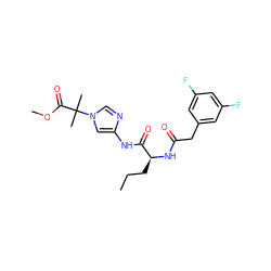 CCC[C@H](NC(=O)Cc1cc(F)cc(F)c1)C(=O)Nc1cn(C(C)(C)C(=O)OC)cn1 ZINC000035902143