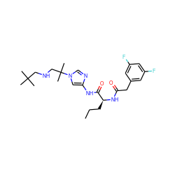 CCC[C@H](NC(=O)Cc1cc(F)cc(F)c1)C(=O)Nc1cn(C(C)(C)CNCC(C)(C)C)cn1 ZINC000035922078