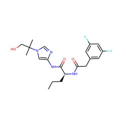 CCC[C@H](NC(=O)Cc1cc(F)cc(F)c1)C(=O)Nc1cn(C(C)(C)CO)cn1 ZINC000035932906