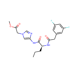 CCC[C@H](NC(=O)Cc1cc(F)cc(F)c1)C(=O)Nc1cn(CC(=O)OC)cn1 ZINC000035860287