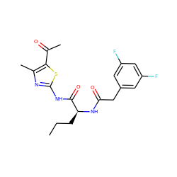 CCC[C@H](NC(=O)Cc1cc(F)cc(F)c1)C(=O)Nc1nc(C)c(C(C)=O)s1 ZINC000028827426