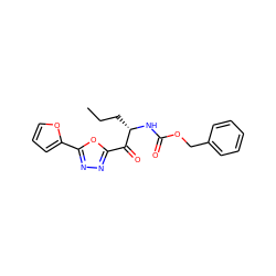 CCC[C@H](NC(=O)OCc1ccccc1)C(=O)c1nnc(-c2ccco2)o1 ZINC000040566036