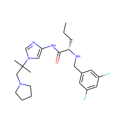 CCC[C@H](NCc1cc(F)cc(F)c1)C(=O)Nc1cn(C(C)(C)CN2CCCC2)cn1 ZINC000071340447