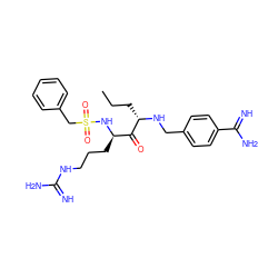 CCC[C@H](NCc1ccc(C(=N)N)cc1)C(=O)[C@@H](CCCNC(=N)N)NS(=O)(=O)Cc1ccccc1 ZINC000072177674