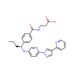 CCC[C@H](Nc1ccc(-n2cc(-c3ccccn3)cn2)nc1)c1ccc(C(=O)NCCC(=O)O)cc1 ZINC000096170568