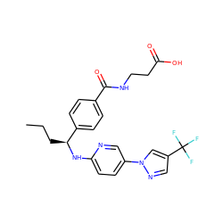 CCC[C@H](Nc1ccc(-n2cc(C(F)(F)F)cn2)cn1)c1ccc(C(=O)NCCC(=O)O)cc1 ZINC000096269725