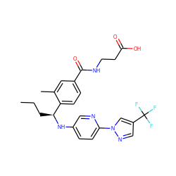 CCC[C@H](Nc1ccc(-n2cc(C(F)(F)F)cn2)nc1)c1ccc(C(=O)NCCC(=O)O)cc1C ZINC000096170490