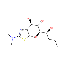 CCC[C@H](O)[C@H]1O[C@@H]2SC(N(C)C)=N[C@@H]2[C@@H](O)[C@@H]1O ZINC000167067962