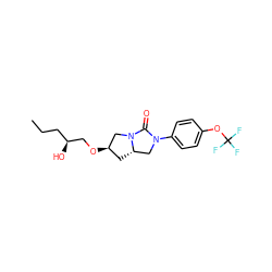 CCC[C@H](O)CO[C@@H]1C[C@H]2CN(c3ccc(OC(F)(F)F)cc3)C(=O)N2C1 ZINC000096168553