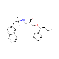 CCC[C@H](OC[C@H](O)CNC(C)(C)Cc1ccc2ccccc2c1)c1ccccc1 ZINC000049793127