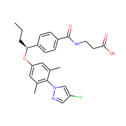 CCC[C@H](Oc1cc(C)c(-n2cc(Cl)cn2)c(C)c1)c1ccc(C(=O)NCCC(=O)O)cc1 ZINC000096170524