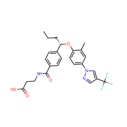 CCC[C@H](Oc1ccc(-n2cc(C(F)(F)F)cn2)cc1C)c1ccc(C(=O)NCCC(=O)O)cc1 ZINC000096170562