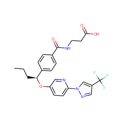 CCC[C@H](Oc1ccc(-n2cc(C(F)(F)F)cn2)nc1)c1ccc(C(=O)NCCC(=O)O)cc1 ZINC000096170474